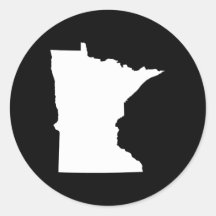 Minnesota in White and Black Round Sticker