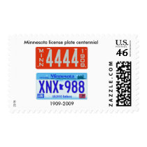 Minnesota license plate centennial postage