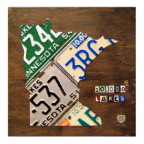 Minnesota License Plate Map Print posters