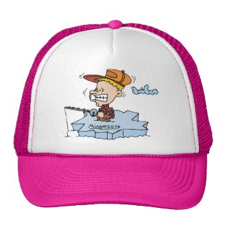 Minnesota MN Ice Fishing Vintage Travel Souvenir Mesh Hat