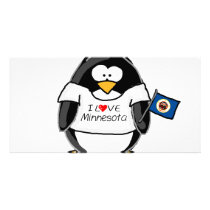 Minnesota penguin customized photo card