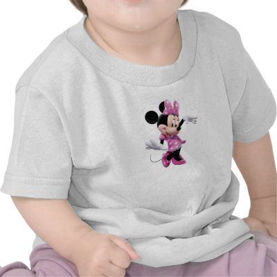 Minnie Mouse pink polka-dot dress waving dancing t-shirts