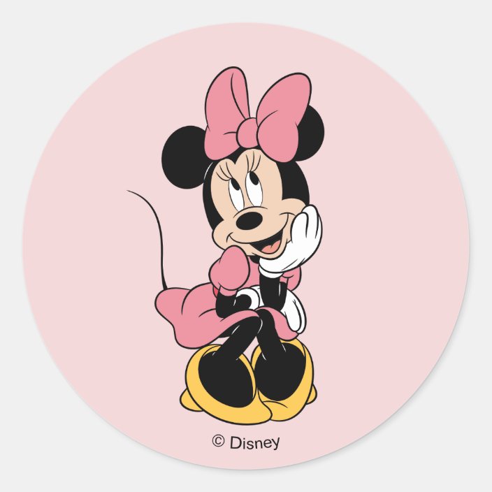 Minnie Mouse Posing In Pink Classic Round Sticker Zazzle