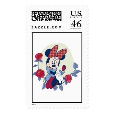 Minnie picks a rose postage