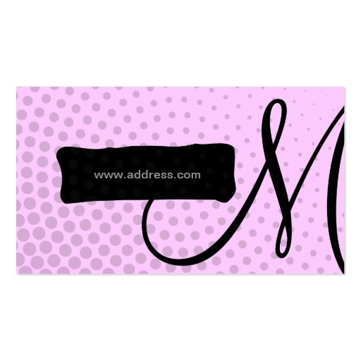 minniemay monogram halftone pincture, black+pink business card template (back side)