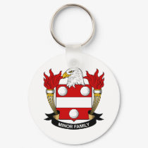 Minor Family Crest keychains by coatsofarms Minor Family Crest keychains