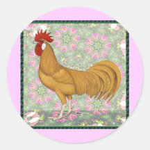 Minorca:  Old-fashioned Rooster Round Sticker
