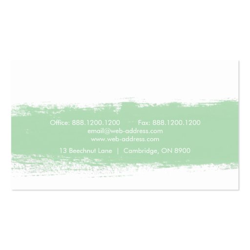 Mint Abstract Watercolor Splash Business Card (back side)