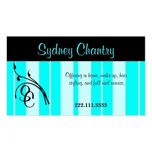 Mint and Black Stylish Business Card (front side)