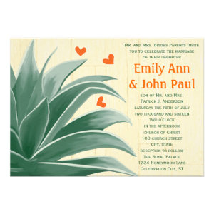 Mint and Coral Modern Succulent Wedding Invite