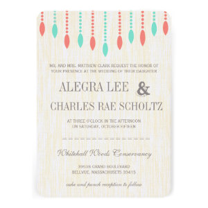 Mint and Coral Modern Tear Drop Beaded Invitation