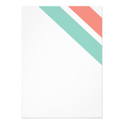 Mint and Coral Striped Wedding Invitation
