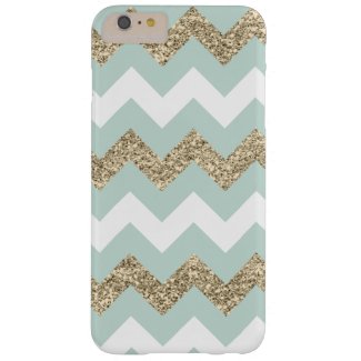 Mint and Gold Glitter Chevron iPhone 6+ Case Barely There iPhone 6 Plus Case