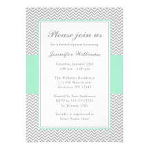 Mint and Gray Chevron Bridal Shower Custom Invitation