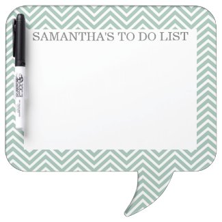 Mint and Gray Chevrons with Custom Name Dry Erase Boards
