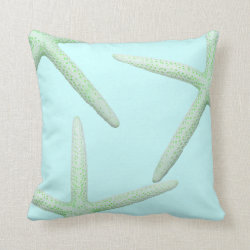 Mint and Green Starfish Coastal Decor Pillow