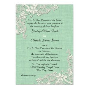 Mint and Lacey Ivory Floral 5x7 Paper Invitation Card