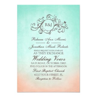 Mint and Peach Bohemian Wedding Invitation 5" X 7" Invitation Card