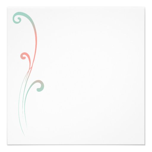 Mint and Peach Faded Flourish Wedding Invitation