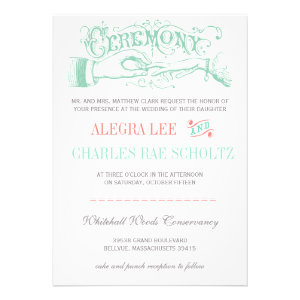 Mint and Peach Modern Vintage Typography Invite