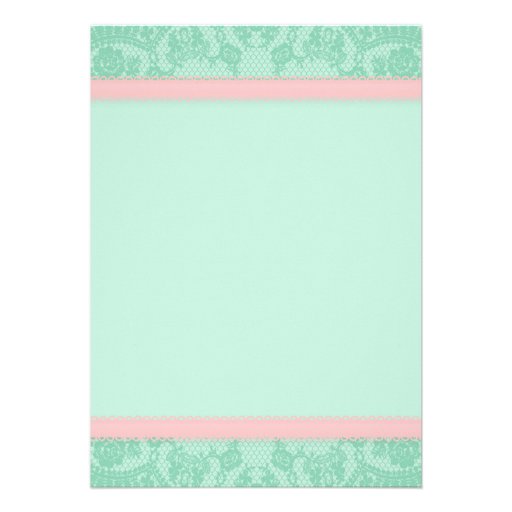 Mint and Pink Lace Wedding Invitation