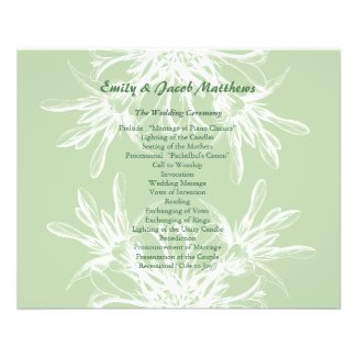 Mint and White Floral Wedding Program
