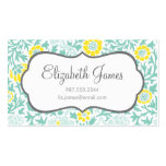 Mint Aqua & Yellow Retro Floral Damask Business Card