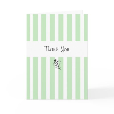 Mint Candy Stripes Thank You Card by floatinglemons
