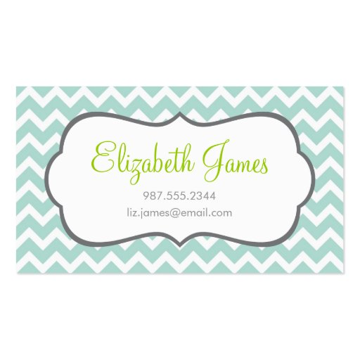 Mint Chevron Business Card Templates (front side)