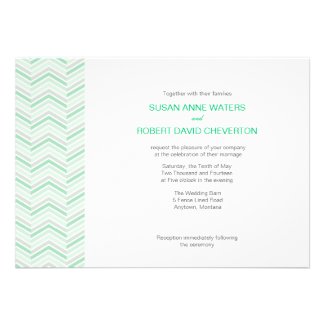 Mint Chevron Custom Wedding Invitations