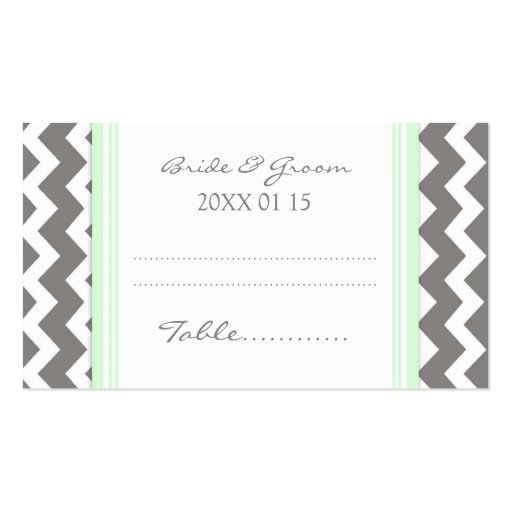 Mint Chevron Wedding Table Place Setting Cards Business Card Templates (front side)