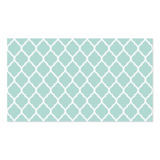Mint Chic Moroccan Lattice Photo Business Cards (back side)