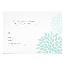 Mint Chrysanthemums Wedding Response Cards