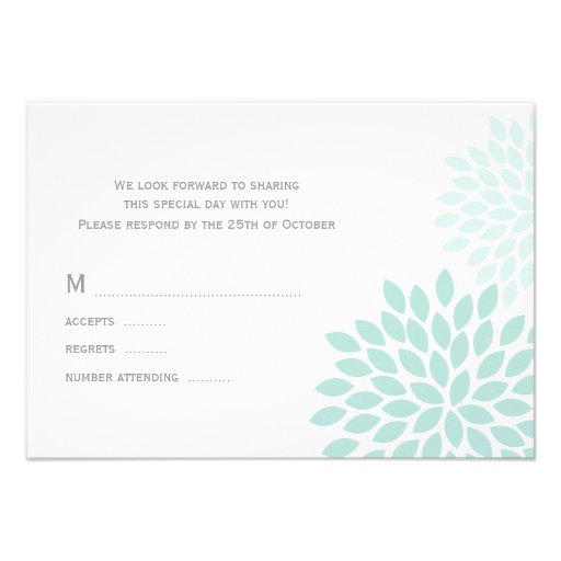 Mint Chrysanthemums Wedding Response Cards