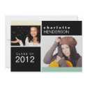 Mint color block photo graduation announcement invitation