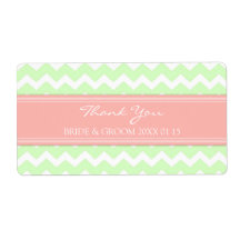 Mint Coral Pink Chevron Wedding Labels