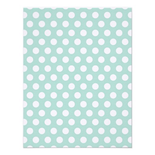 Mint & Coral Ribbon Polka Dots Monogram Note Card