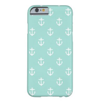 Mint Cute Anchor Pattern iPhone 6 Case