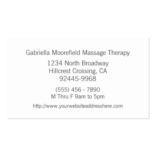 Mint Damask Massage Therapy Business Cards (back side)