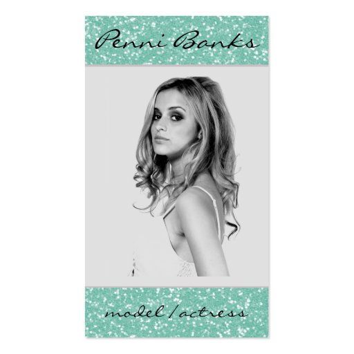 Mint Glitter Model Actress Singer Business Cards (front side)