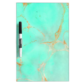 Mint & Gold Marble Abstract Aqua Teal Painted Look Dry-Erase Board