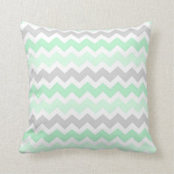 Mint Gray Chevron Decorative Pillow