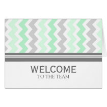 Mint Gray Chevron Employee Welcome to the Team Cards