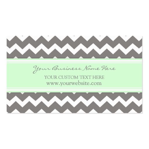 Mint Gray Chevron Retro Business Cards (front side)