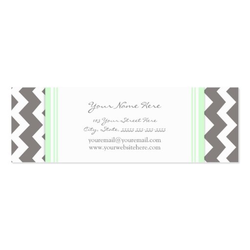 Mint Gray Chevron Retro Business Cards (back side)