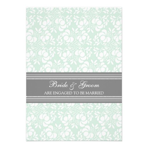 Mint Gray Damask Engagement Party Invitations