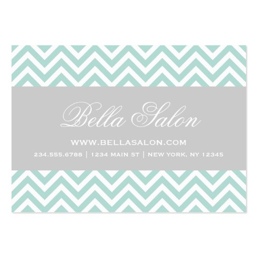 Mint & Gray Modern Chevron Stripes Business Card Templates (front side)