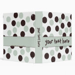 Mint Green and Brown Polka Dot Binder