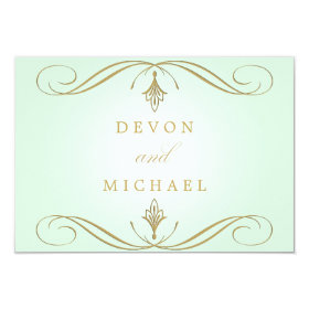 Mint Green and Gold Swirl Wedding Response Cards 3.5