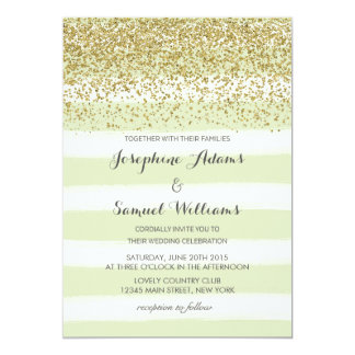 Mint Green and Gold Wedding Invitation